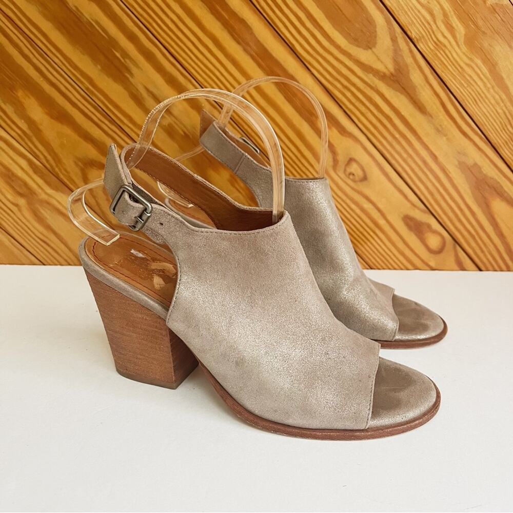 TRASK Parker Metallic Open Toe Sling Back Bootie
